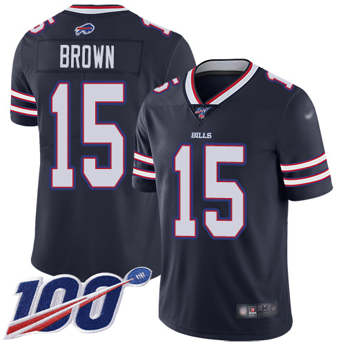 Men Buffalo Bills #15 John Brown Limited Navy Blue Inverted Legend 100th Season NFL Jersey->youth nfl jersey->Youth Jersey